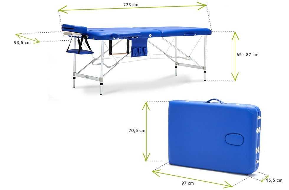 TYTUŁ: Stół, łóżko do masażu 2-segmentowe aluminiowe XXL