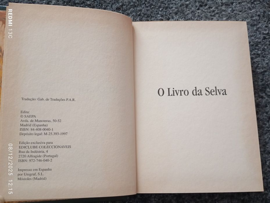 Livro ' O livro da selva "