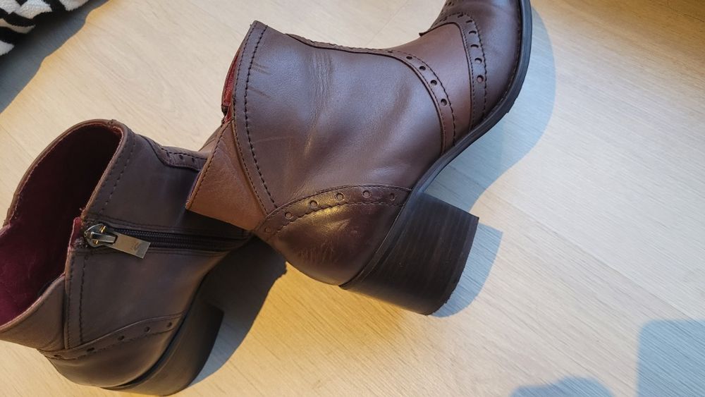 Botki skóra sztyblety brązowe