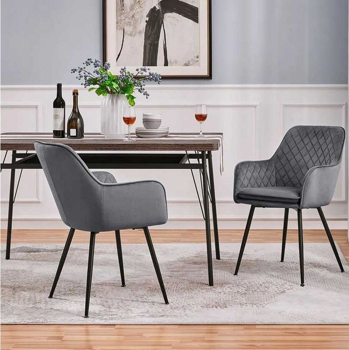 Zestaw 2 krzeseł ,kolor szary, sztuczna skóra