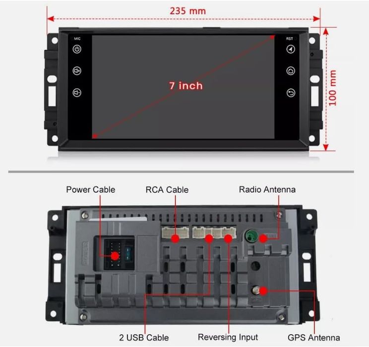 Автомагнитола Android 13, 4/64 для Jeep, Dodge, Chrysler