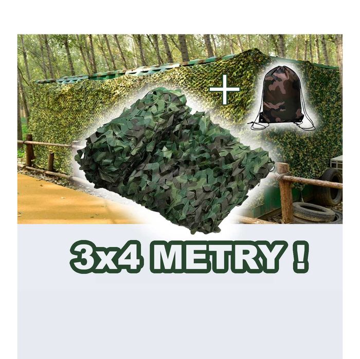 SUPER CENA! Siatka Maskująca 3x4 Metry+Pokrowiec Etui Do Przenoszenia