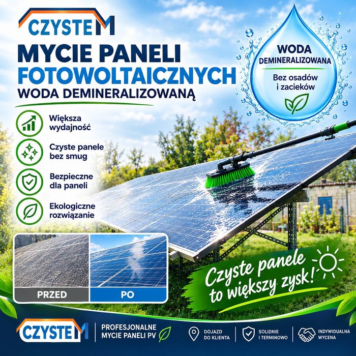 Mycie/Czyszczenie paneli fotowoltaicznych/ przeszkleń
