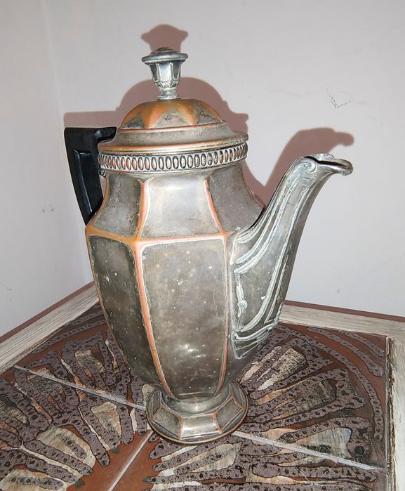 Stary platerowy dzbanek do herbaty i cukiernica Christofle
