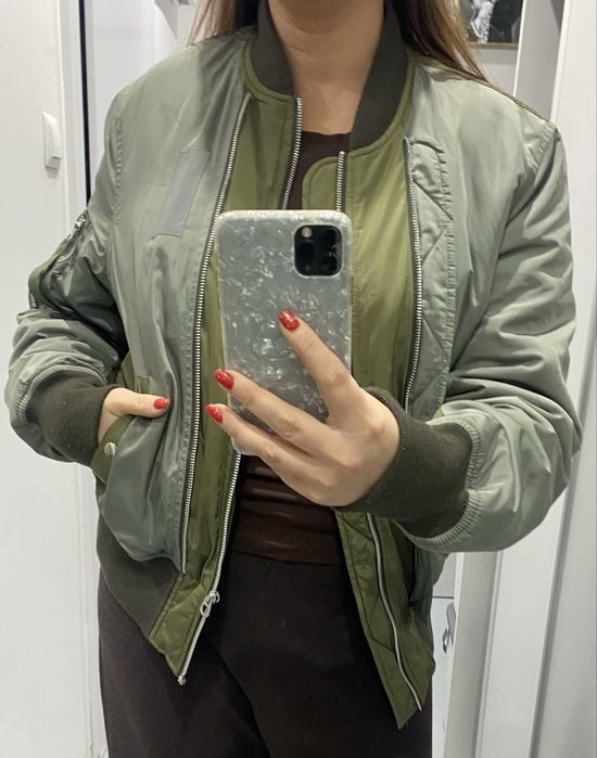 Zielona khaki kurtka bomberka flek Asos m-l Unisex