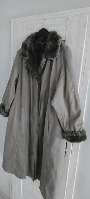 Długi Zimowy Płaszcz W Stylu Vintage Futerko •Jolipel By Girmes• r.46