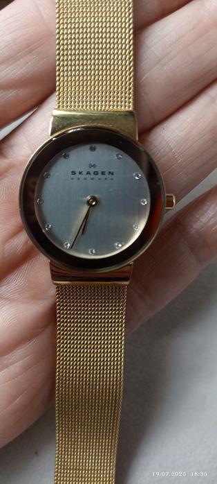 Оригинал Кварцевые  наручные часы женские Skagen  с кристаллами Сваров