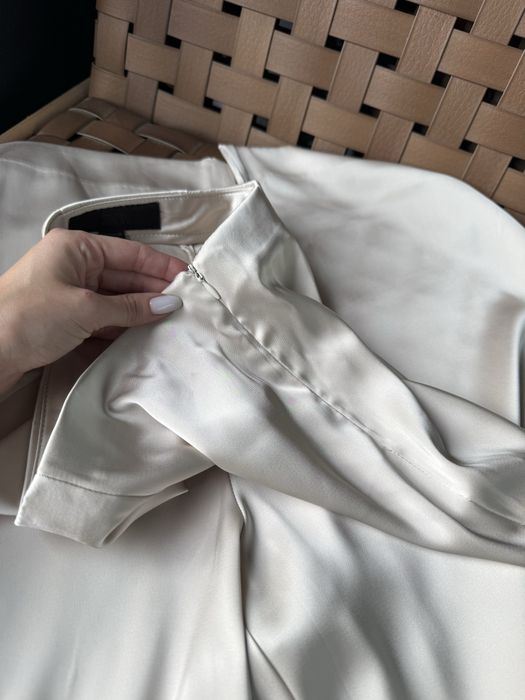 Сатиновве брюки штаны Zara XS серо-молочного оттенка