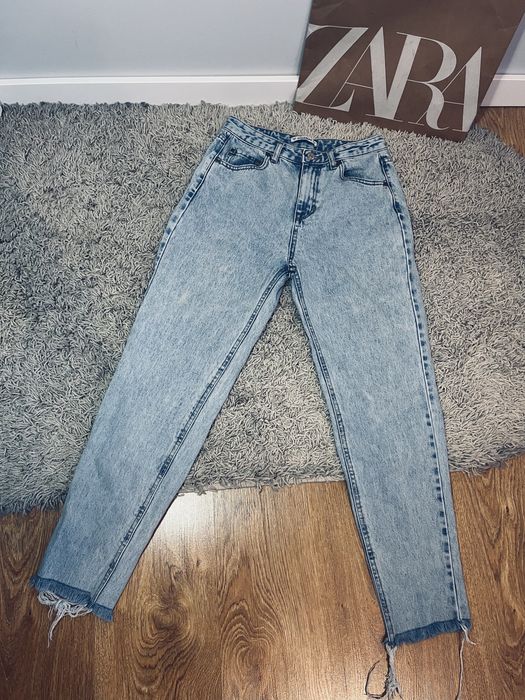 Spodnie mom fit jasne pull and bear jeansy xs