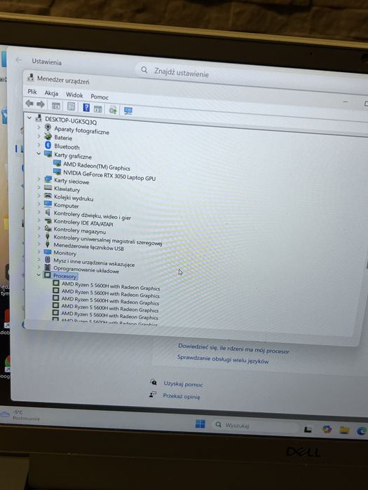 Laptop Dell G15 5515 Ryzen 5 / 16GB /SSD 512GB / RTX 3050 15,6 Win 11