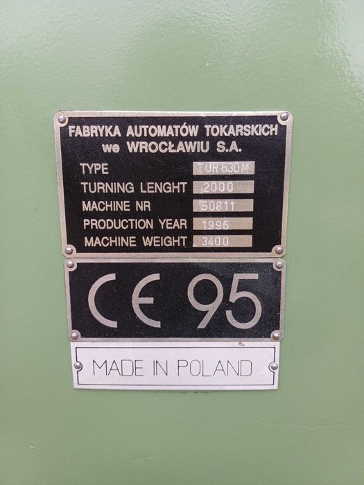 Tokarka uniwersalna TUR-630M x 2000 jak Nowa 600 godzin pracy