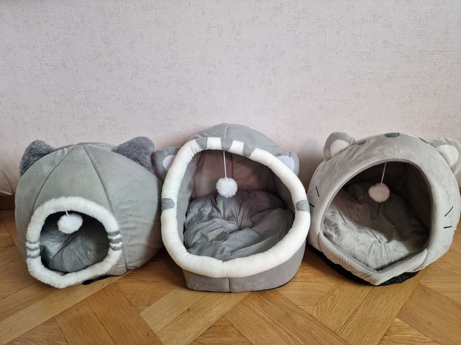 Домик с ушками круглая лежанка травка спальник для кота кошки собаки