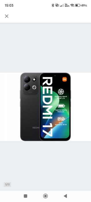 Okazja!!! Redmi 17 4/128 nowy zapakowany paragon