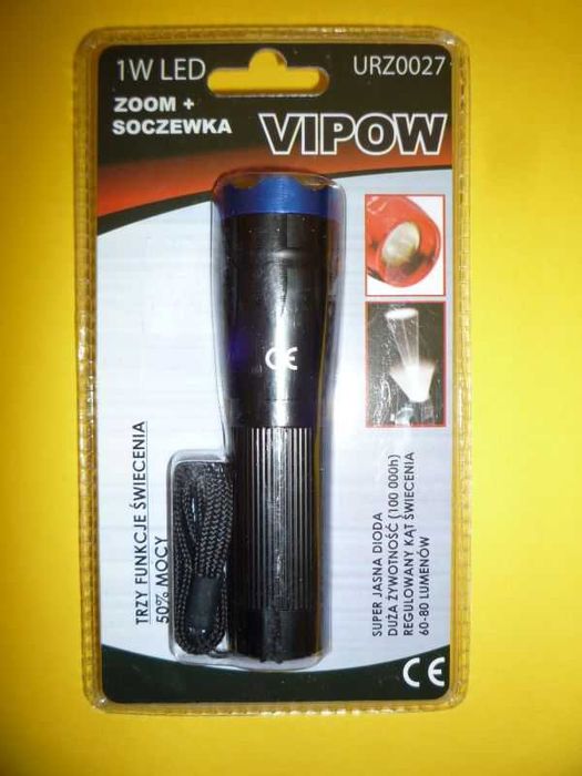 Latarka ręczna 1W VIPOW (URZ0027)