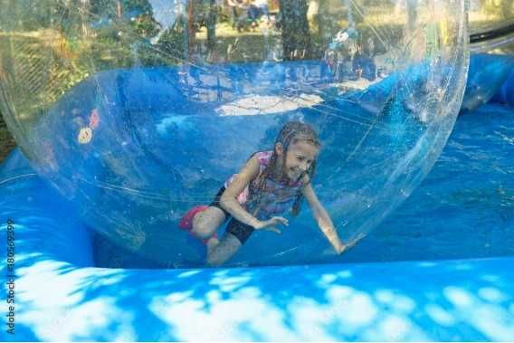 Aquazorbing – basen dmuchany + 6 kul wodnych – NOWE - producent AMAR