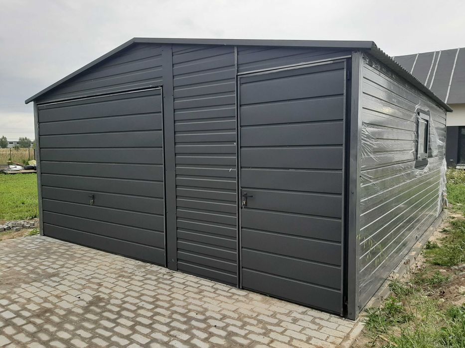 Garaż jednostanowiskowy blaszany 5x5 różne kolory blaszak wiata GRAFIT