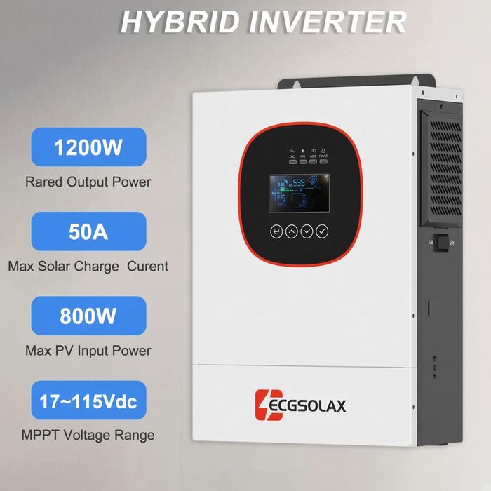 Гібридний інвертор ECGSOLAX 1.2кВт 12В (1200VA / 1200W) MPPT сонячний