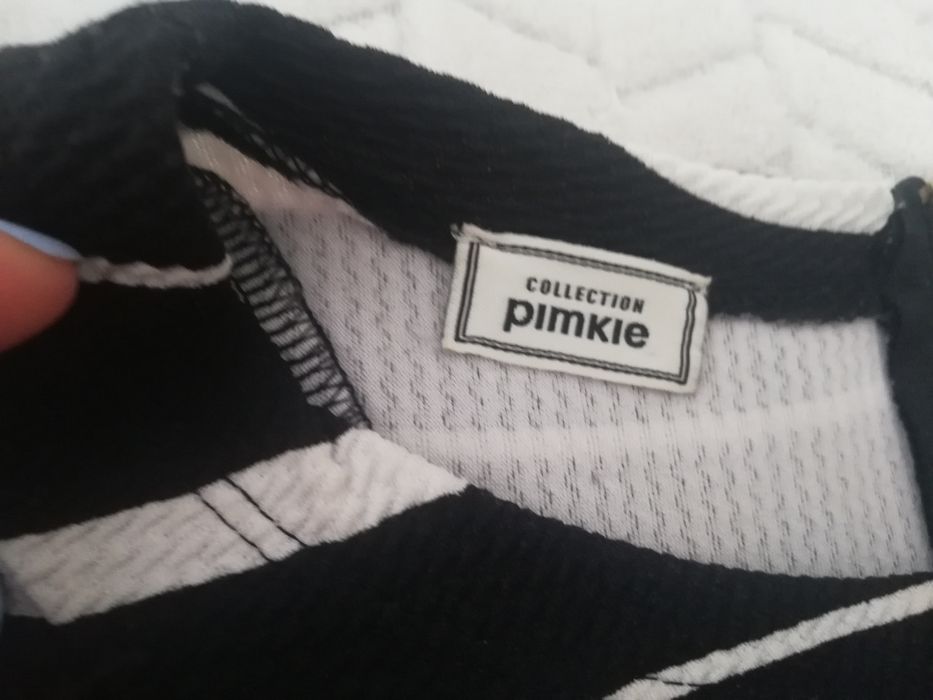 Sukienka pimkie M czarna biała paski krótka bez rękawka