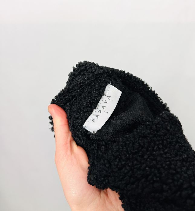 Czarna bluza baranek z zamkiem L 40 Papaya