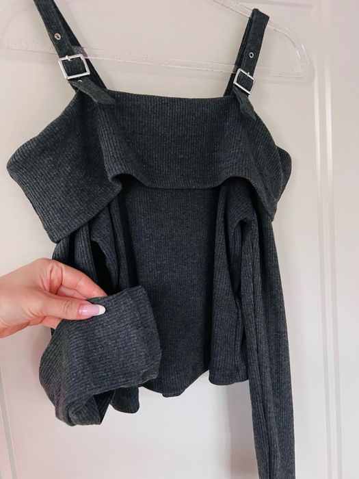 Zara asymetryczna bluzka sweterek ze ściągaczem i klamrami 140 cm | 9–10 lat