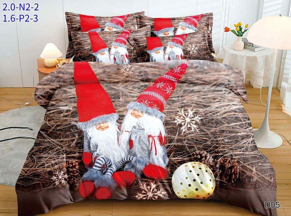 Pościele świąteczne 200x220 z prześcieradłem bawełna satynowa