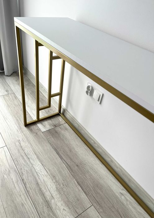 Konsola nowy wzór złota z białym matem do przedpokoju salonu