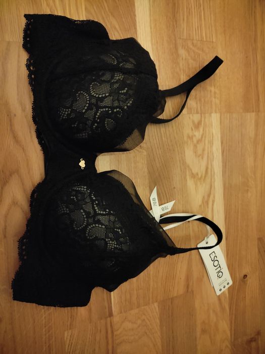 Nowy z metką czarny biustonosz push up 70 B Esotiq