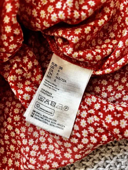 Letni czerwony krótki kombinezon • H&M 36 S 38 M • 100% viscose • boho etno łąka