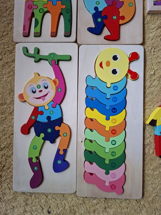 6 puzzles de madeira para criança