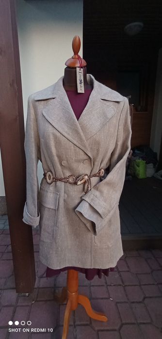 Płaszcz lniany beżowy 38/40
