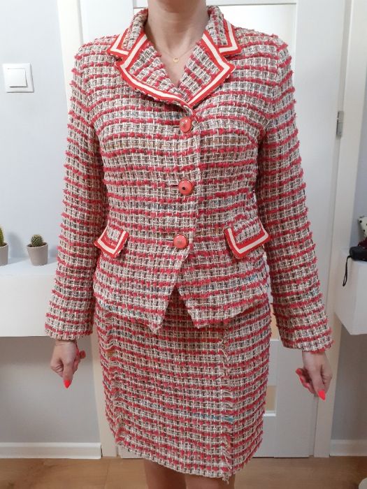 Włoski komplet marynarka i spódnica TENAX rozm 38