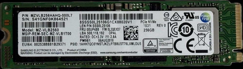 Dysk SSD Samsung HP 256GB TLC PCIe x4 M.2 MZ-VLB2560