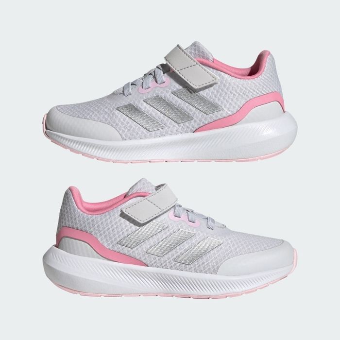 Сірі текстильні дитячі кросівки для дівчаток adidas RUNFALCON 3.0 EL K