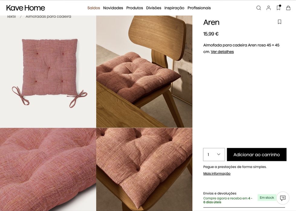 Conjunto 6 cadeiras + 6 almofadas da Kave Home (-30%)