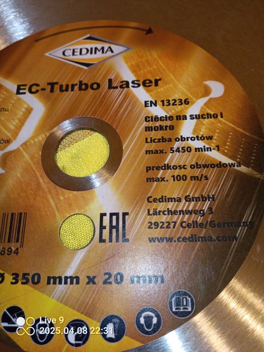 Tarcza do cięcia kostki brukowej i do betonu