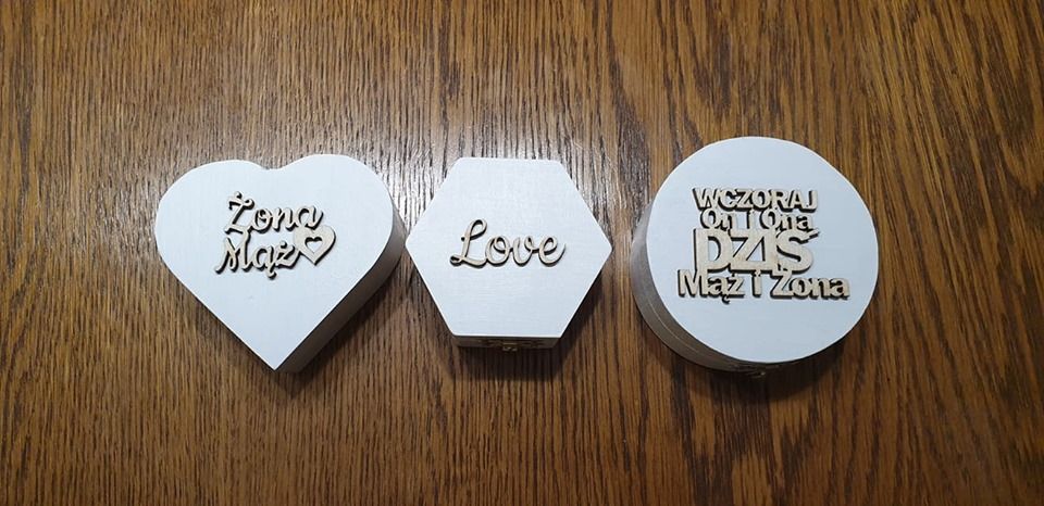Pudełko na obrączki, szkatułka, pudełko serduszko