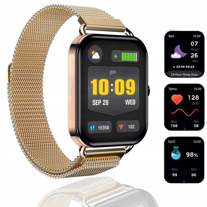 DLA KOBIET Dziewczyn Smartwatch dwie opaski różowy i złoty Prezent PL