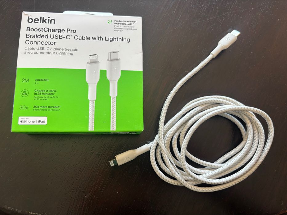 Belkin BoostCharge Pro кабель USB-C Lightning 2м білий плетений