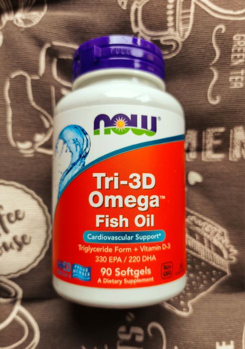 Now foods Tri 3D Omega три д Омега з вітамін D Д 3 рибячий жир 1000 мг