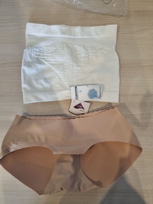 Bielizna modelująca majtki + pas, oraz 2 pary majtek koronkowych