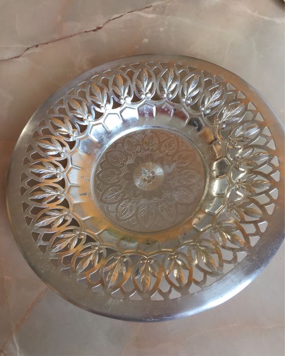 Тарелка алюминий декоративная блюдо ажурная ваза