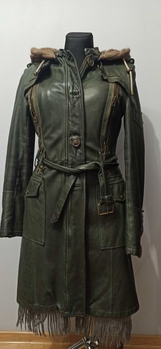 Włoski skórzany płaszcz Delan