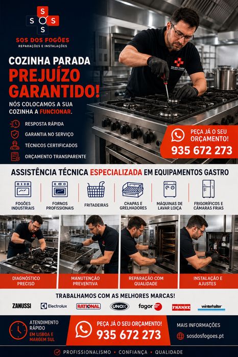 SOS Instalação placas a gás, elétricas | Reparação de fogões industriais | instalação de esquentador, termoacumulador, Manuntecao de cozinhas