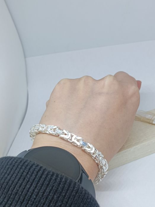 Srebrna bransoletka splot królewski 925 długość 22 cm