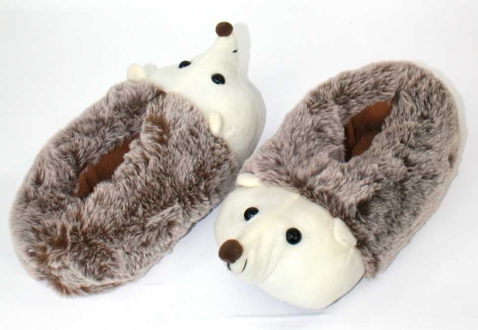 Kapcie pluszowe ciepłe zwierzaki JEŻE jeż na prezent dla dziecka 33