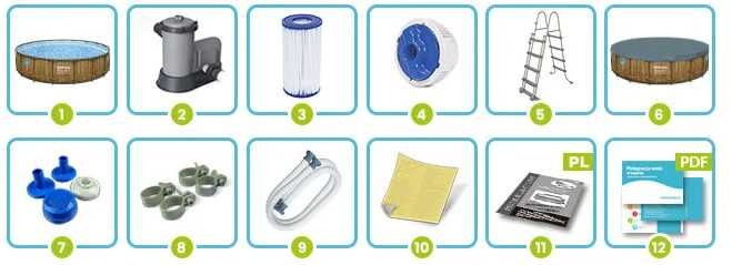 Basen stelażowy 488x122 cm Bestway Swim Vista Series II zestaw 12w1