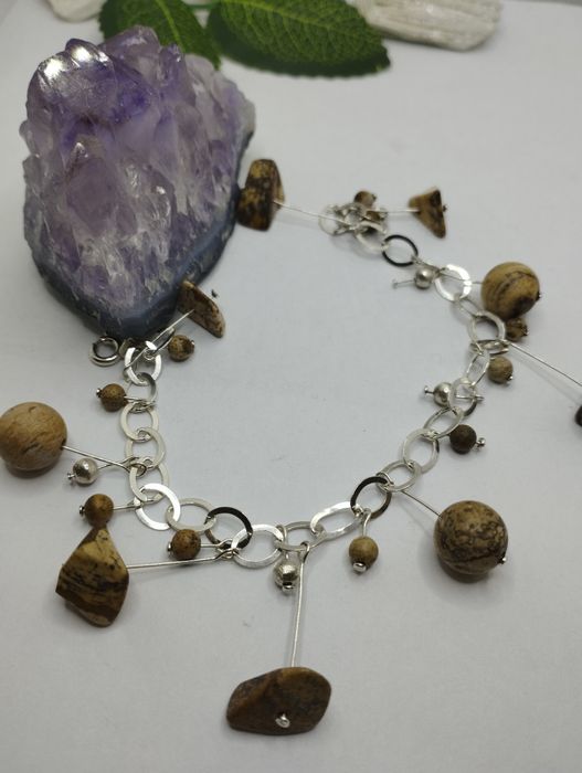 Srebrna bransoletka z dodatkami, srebro 925, długość 19,5 cm