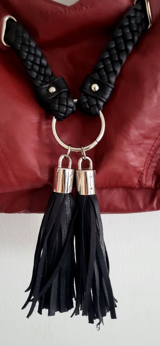 OKAZJA unikat piękna skórzana bordowa torebka torba ze skóry skóra nat