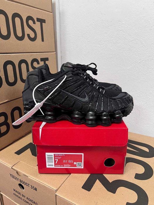 Мужские кроссовки Nike Shox TL Black&Red Logo. Размеры 40-45