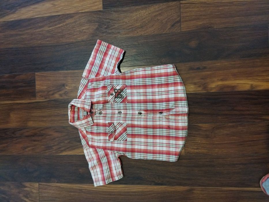 Elegancka koszula  116 w kratę na krótki rękaw dla chłopca